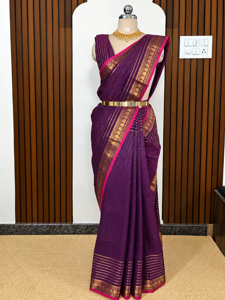 Purple Gold Saree Display.webp