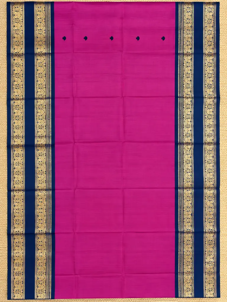 Magenta Saree with Navy Zari Borders.webp