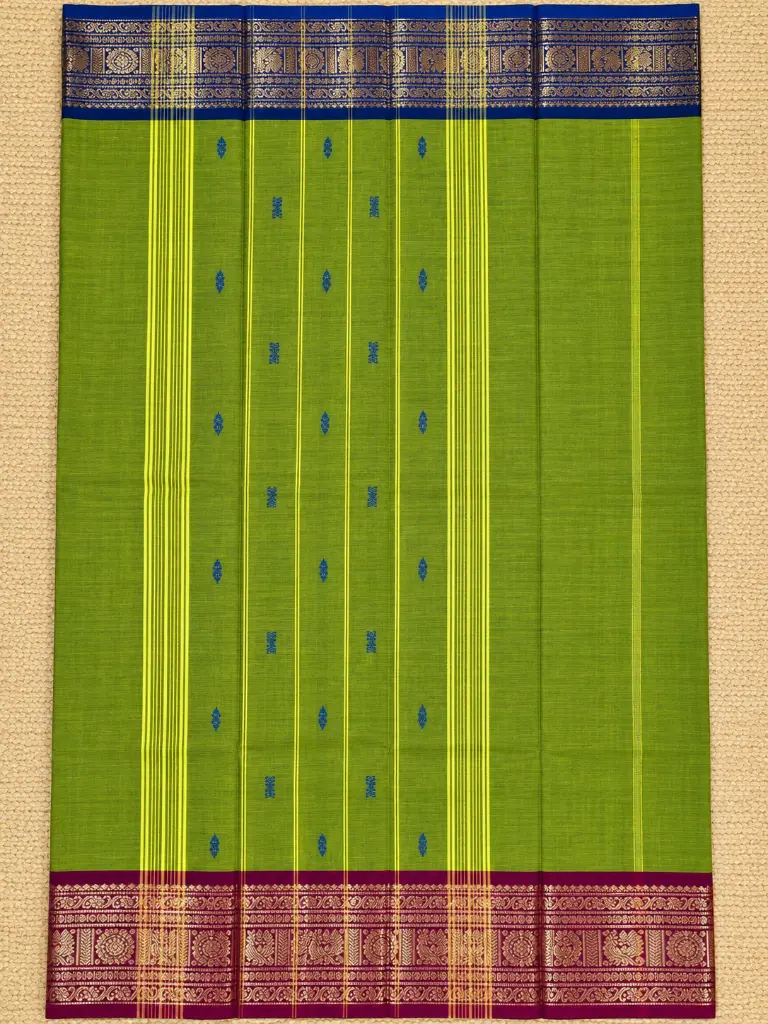Olive Green Saree with Zari Borders.webp