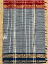 Grey-Blue Saree with Maroon and Navy Zari Borders.webp