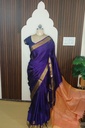 Royal Violet Soft Silk Saree with Peach Contrast Pallu