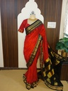 Pure Silk Ilkal Saree-Vibrant Red colour with temple and Chikki Paras Border