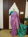 Lavender Pure Silk Saree with Aqua Green Pallu