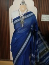 Handloom Royal Blue Cotton Saree with Traditional Borders