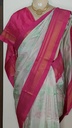 Handloom Ilkal Silk Saree – Pastel Blush Pink & Pista Green Body with Rani Pink Pallu