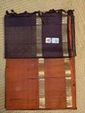 Rust Orange & Deep Plum Pure Silk Saree with Ornate Golden Zari Pallu