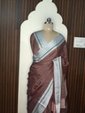 GI-Tagged Patteda Anchu Saree – Maroon & Silver-Grey