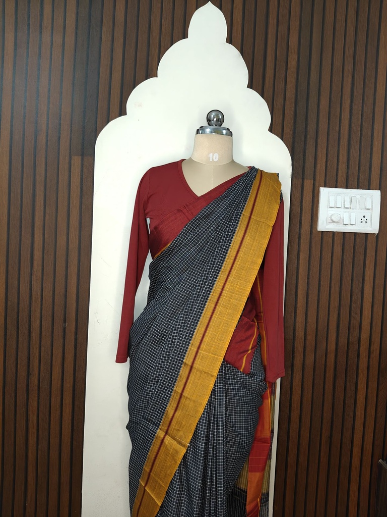 GI-Tagged Black Patteda Anchu Saree – Ganga Jamuna Border