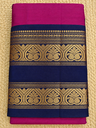 Magenta Kanchi Cotton Saree with Navy Blue Gold Zari Border