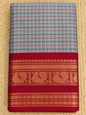Grey Checked Kanchi Cotton Saree with Red & Navy Borders (Ganga Jamuna border)