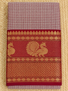 Dusty Rose Checks Handloom Saree with Rich Maroon Zari Border Kanchi cotton