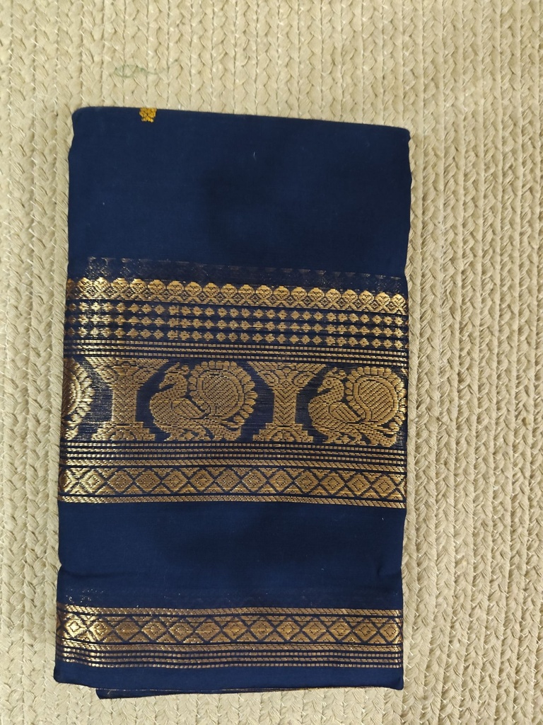 [SUP-KC-012] Blue Kanchi Handloom Cotton Saree – 100 Count